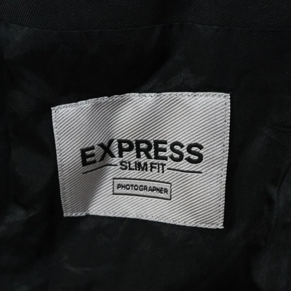 Express 40R Photographer Sport Coat Wool Blend Black Two Button Lined Vented